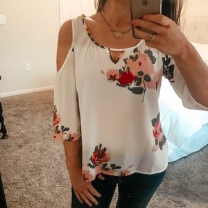 Floral Cold Shoulder Blouse